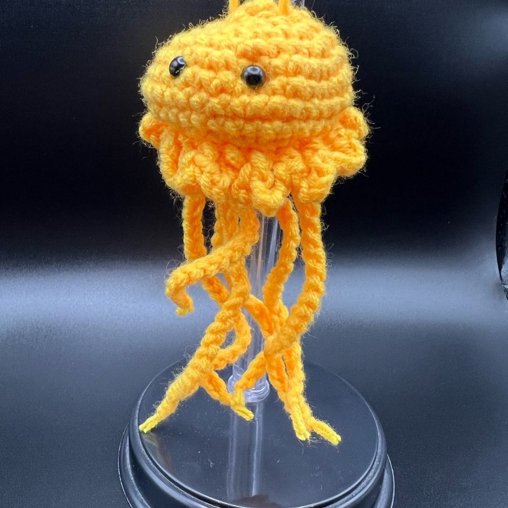 4” Handmade Yellow Crochet Jellyfish Plush
